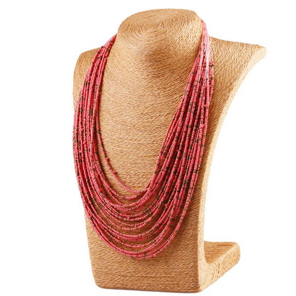 

1pc bohemian style long necklace handmade beads chainbone chain vintage ethnic necklace women accessories jewelry for gift, Blue;slivery