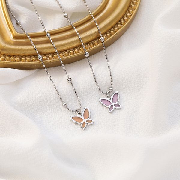 

fairy colorful metal butterfly necklaces for women 2020 summer chic beads chain pendant choker necklace party holiday jewelry, Silver