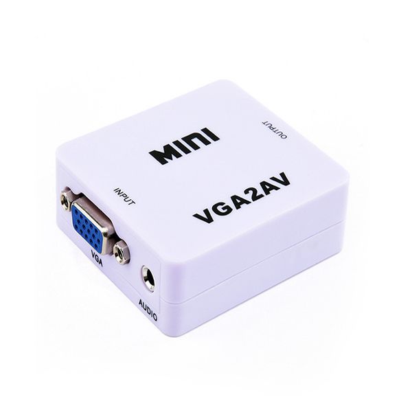 

1080p mini vga на av rca конвертер с 3,5 мм аудио vga2av / cvbs + аудио конвертер для hdtv пк