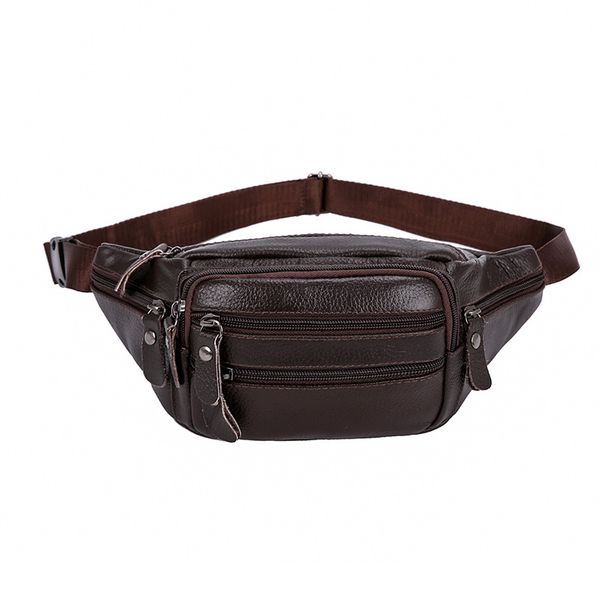 

men's waist bag 2020 new cowhide men's waist bag leather shoulder chest sports fashion soft leather fashion