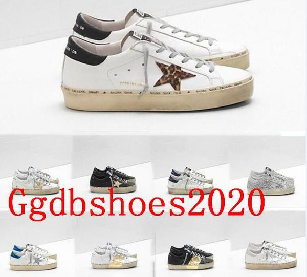 

italy brands golden old style db designer fashion sneakers luxury genuine leather mens/womens casual shoes hi star shoes size 35-45, Black