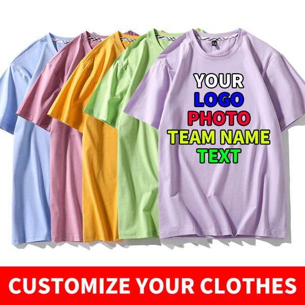 

your own design brand picture text custom men and women cotton t shirt short sleeve casual t-shirt tee 11 color, White;black