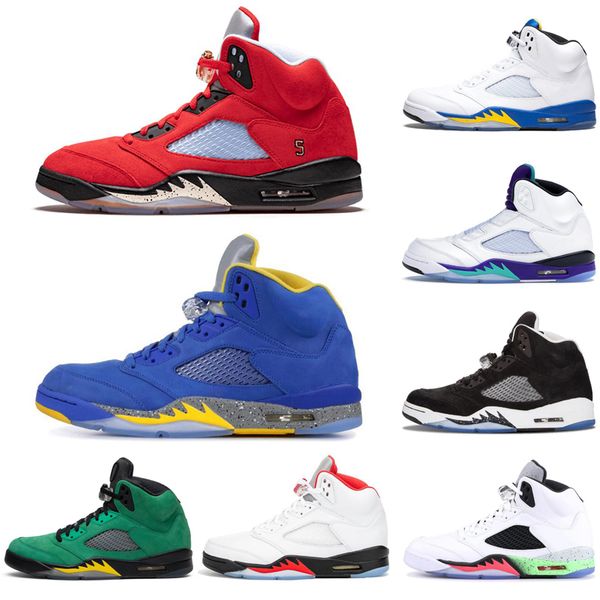 

2020 jumpman 5 5s psg men basketball shoes fire red oregon ducks ice blue singles day mens trainers sports sneakers size 7-13