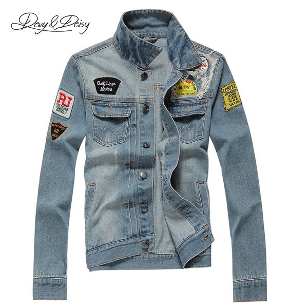 

men's jackets denim men fashion hip hop light blue cowboy jacket ripped street designer classical casual brand coat dct-016, Black;brown