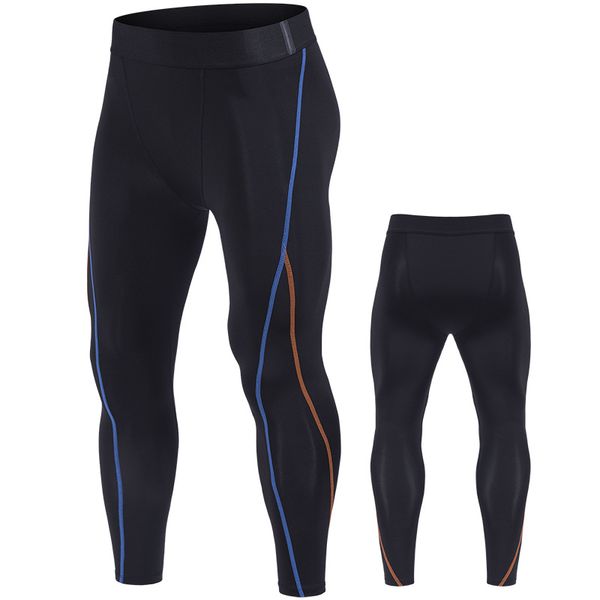 

men running tights pro compress pants for man fitness leggings workout basketball gym tights men's sports clothing, Black;blue