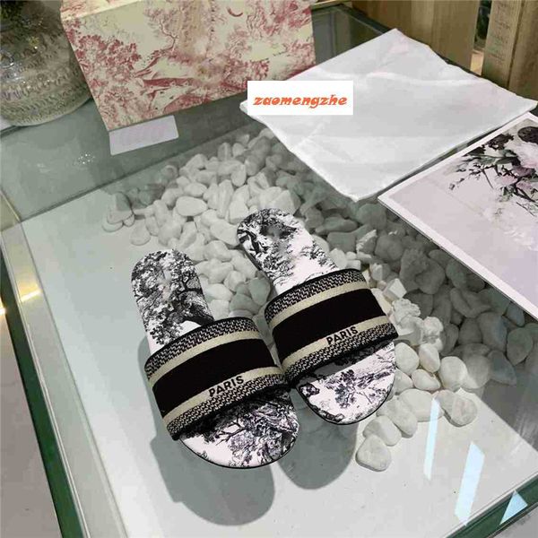 

original box trendy bohemia women slippers fashion letter embroidery lady sandal, Black
