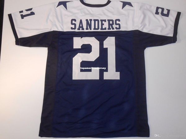 

retro custom sewn stitched #21 deion sanders mitchell & ness jersey s-5xl,6xl men's football jerseys rugby, Black;blue
