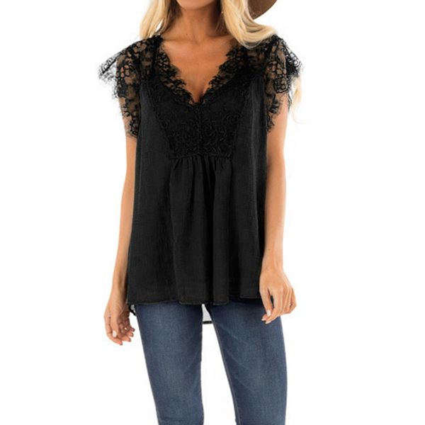 

gothic womens and blouses woman clothes summer 2019 black lace blouse v neck ladies womens korean fashion clothing, White