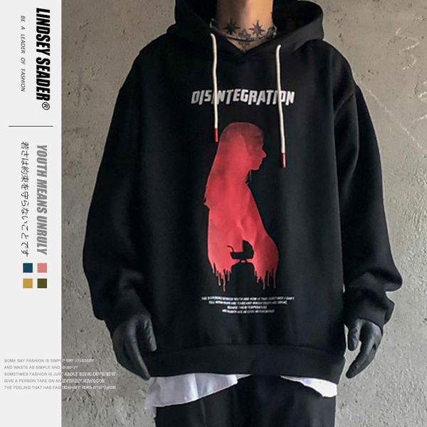

lindsey seader hiphop men hoodie sweatshirt red women harajuku stranger thing warm hoodie streetwear hiphop casual spring 2020, Black