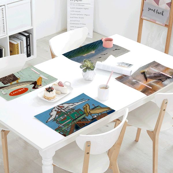 

personality lazy pelicans meal cloth 42 * 32 cm cute naughty colorful simple landscape letters linen home tablecloth decoration