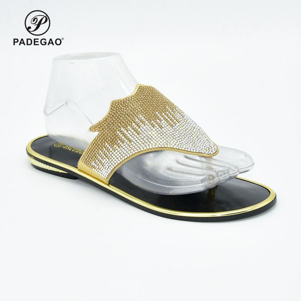 

gold new arrival mature italian shoes for wedding woman african shoes decorated with rhineston, Black