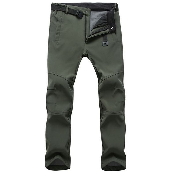 

winter waterproof fleece warm softshell thermal trousers outdoor breathable pantalon randonnee homme sport hiking pants, Black;green