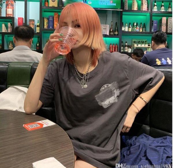 

2019 new chrome men's and women's cotton t-shirt, crowe ch heart-shaped cement gray short sleeve, couple models, White