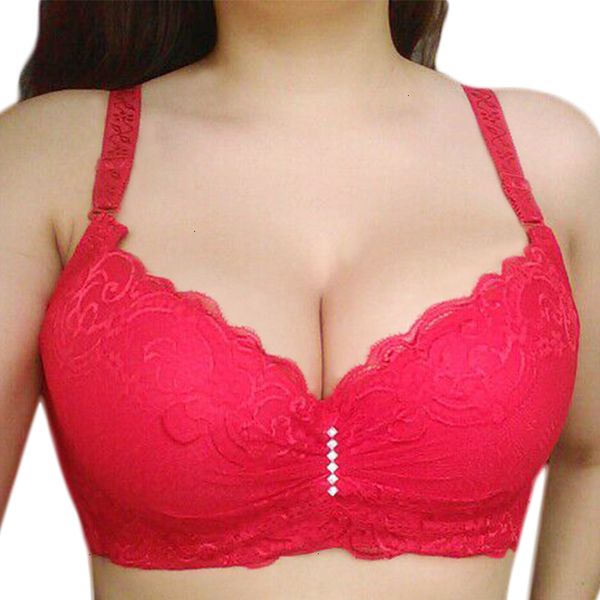 

bralette bras femme lingeries fashion lace thin cup push up big c d cup women underwear brassiere gather lingerie dropshipping, Red;black
