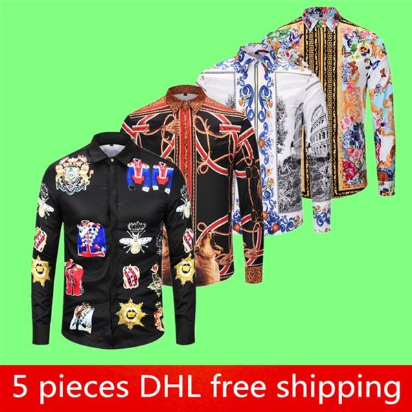 

мужские дизайнерские футболки 2019 осень зима harajuku medusa камиза социальной masculina мода плед повседневные рубашки мужчины с длинным р, White;black