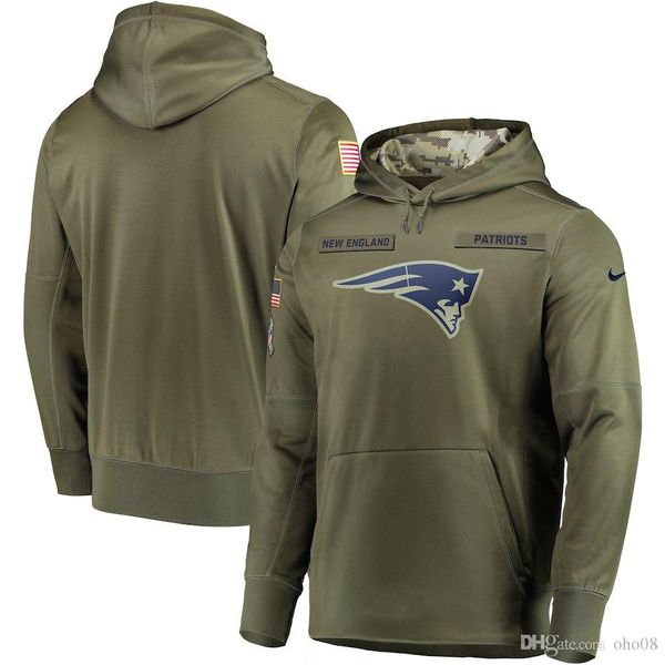 

new mens new england patriots sweatshirt olive salute to service sideline therma performance pullover hoodie, Blue;black