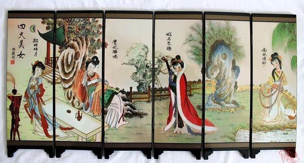 Китайский бутик коллекция лак изделия живопись четыре красавицы складной экран