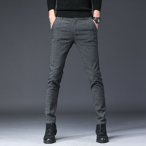 

2019 new design upscale casual men pants cotton slim male pant straight trousers fashion business pants men plus size 38, Black