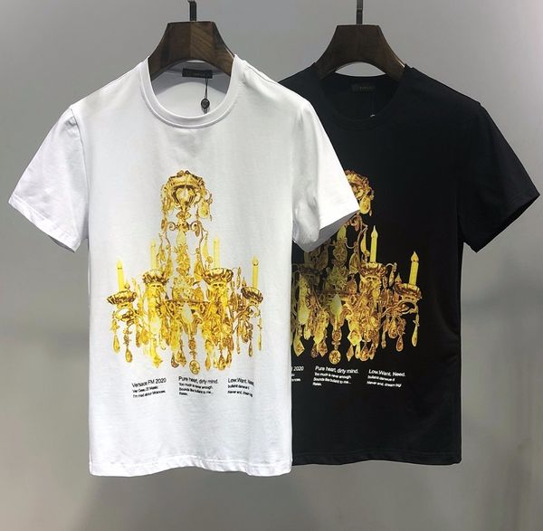 

mens versace мужская дизайнерская мода мужская новая хлопчатобумажная личность тонкий тонкий короткий рукав мужская тенденция высокого класс, White;black