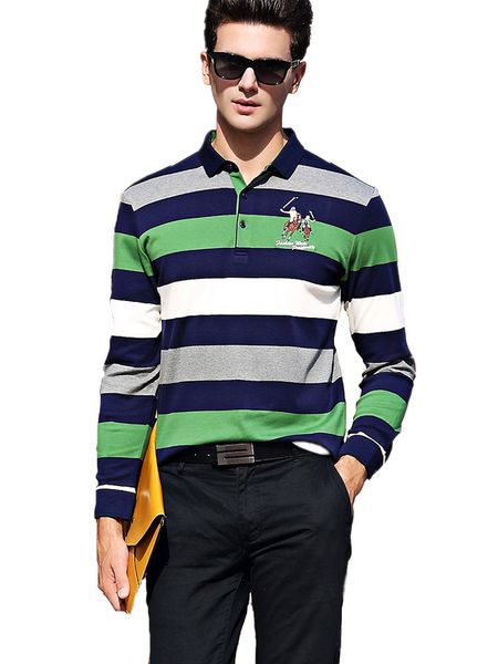 

hollirtiger contrast color polos para hombre printed long sleeves autumn polo shirt men 100% cotton comfortable men's polo male, White;black