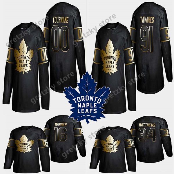 

golden edition toronto maple leafs jersey 88 william nylander 34 auston matthew 91 john tavares customize any number any name hockey jerseys, Black;red