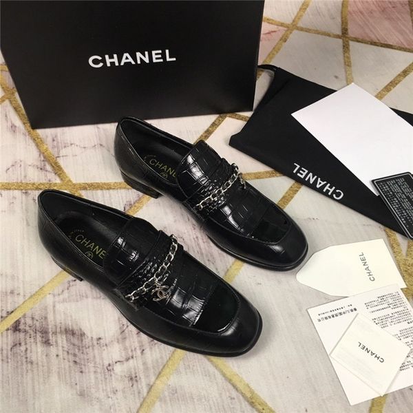 

version women chanl fashion flat shoes platform women luxury casual shoes fashion women loafers heel height 1.8 and 4cm a2, Black