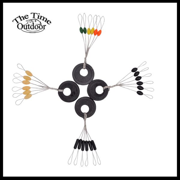 

600pcs 100set/bag fishing space beans swivels clip connectors fish float bobber ser bean cylindrical and olive shape