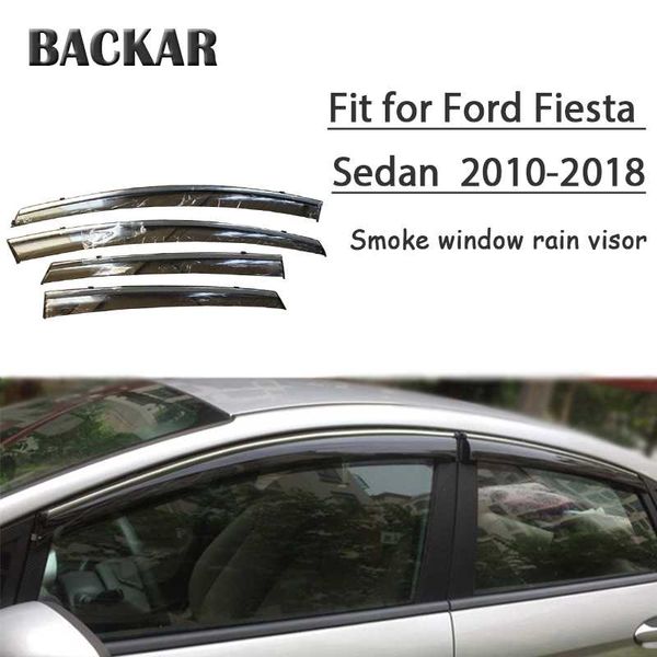 

backar 4pcs auto car windows rain wind sun shield deflector visor trim for ford fiesta sedan 2010-2018 accessories all weather