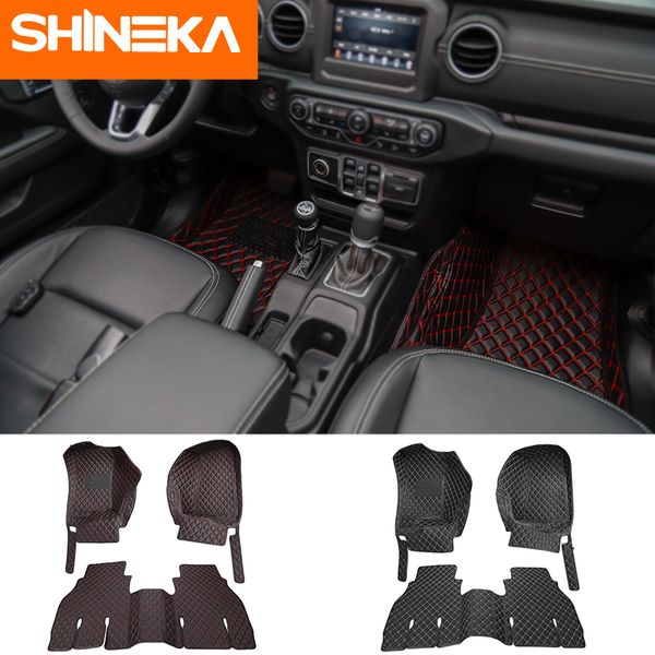 

shineka floor mats artificial leather mat for wrangler jl 2018 accessories 4 doors luxury waterproof floor mat for jl