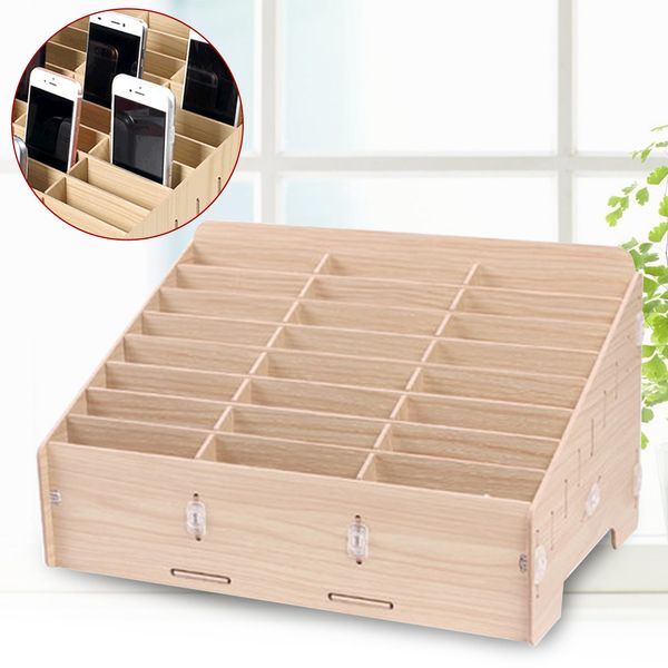 

slots adjustable storage box universal office home holder tool anti static wooden solid diy mobile phone accessories