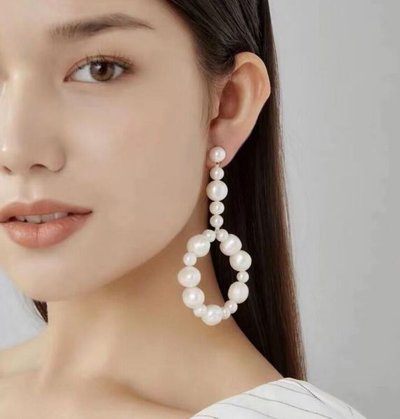 

csxjd luxury natural baroque pearl earring, Silver