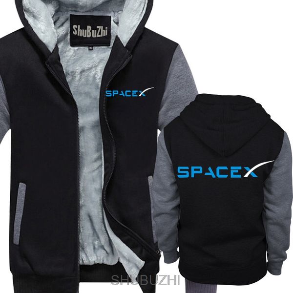 

spacex space x space-x elon musk fan space science logo hoodie falcon men thick hoodies warm coat sbz4464, Black
