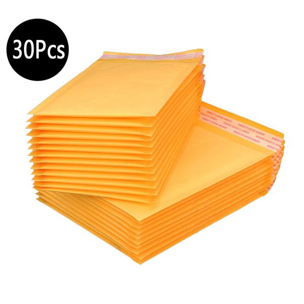 

30pcs mailing bags window envelopes bag moistureproof kraft paper seal yellow stationary paper envelopes