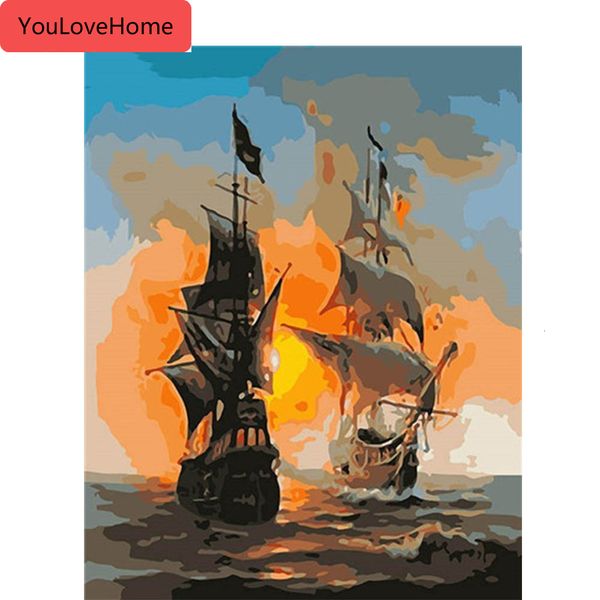 

unframe масляная живопись по номерам набор для взрослых лодка ремесло diy раскраски по номерам декорации украшения уникальный подарок ручная