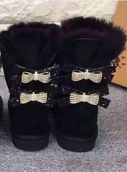 

Au tralia cla ic wgg ingle double diamond now boot female winter leather bow rhine tone crown warm thick cotton hoe