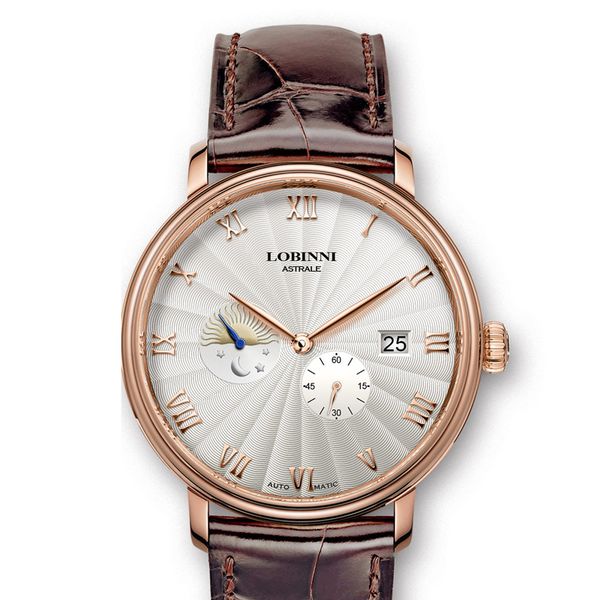 

watch men japan miyota automatic mechanical men's watches sapphire waterproof reloj hombre l12031-3, Slivery;brown