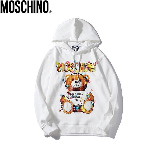 

2019 sweater ladies cotton solid color ring striped letters animal print casual shirt long-sleeved sweater bear print--3, White