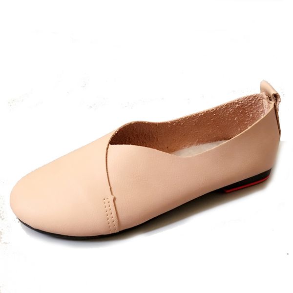 

new round head shallow mouth flat shoes soft bottom soft leather handmade korean flat shoes, Black