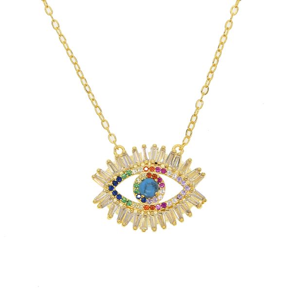 

chains gold filled fashion jewelry baguette cubic zirconia cz evil eye boho lucky turkish 2021 arrived necklaces, Silver