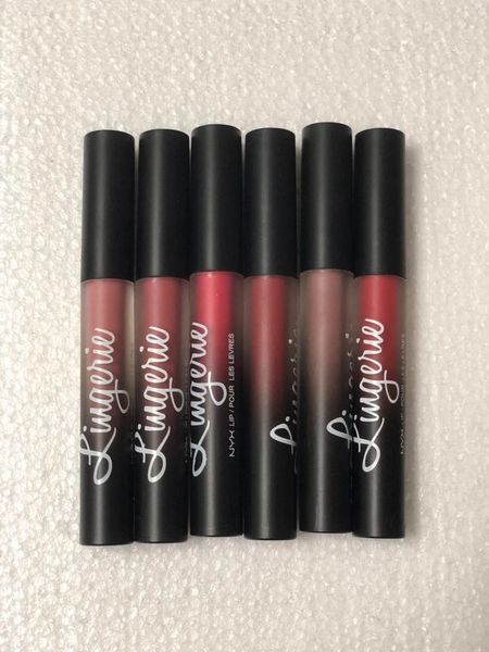 

New arrival nyx lingerie matte liquid lip tick 6 color luxury velvet matte nude makeup lip glo long la ting lipglo