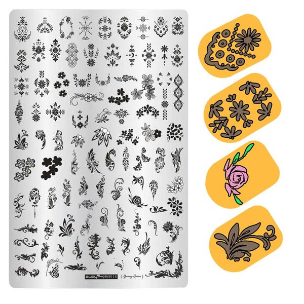 

nail stamping plates nail printing stamping template 9.5*14.5cm flower geometric art stencils for manicure print nails, White