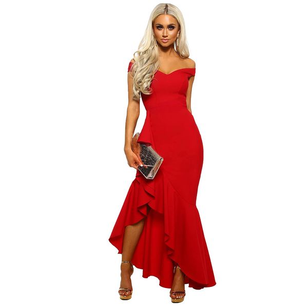 

black blue red women growns off shoulder maxi dress evening party long dresses solid v-neck summer costume vestidos de festa dlm611517, White;black
