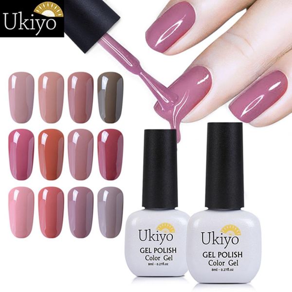 

ukiyo 8ml nude color series gel nail polish soak off uv led gel varnish gellak lacquer semi permanent gelpolish hybrid gel ink, Red;pink