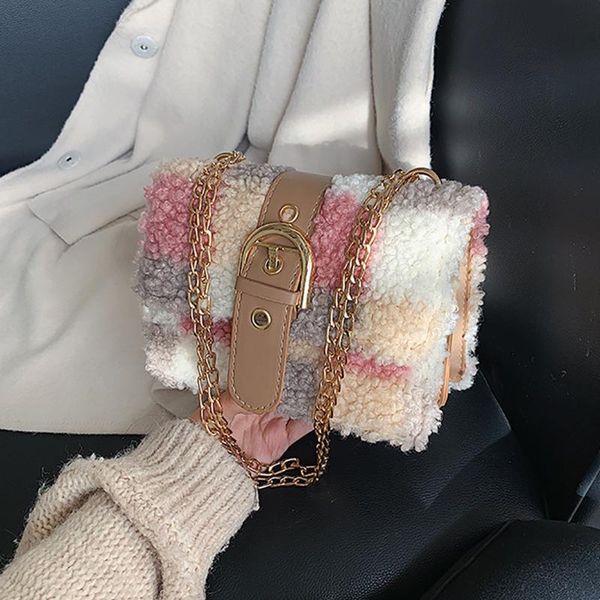 

мешок способа женщин высокого качества нового прибытие плюшевого плед засов lattice малого квадрат мешок плечо оптовый 20h