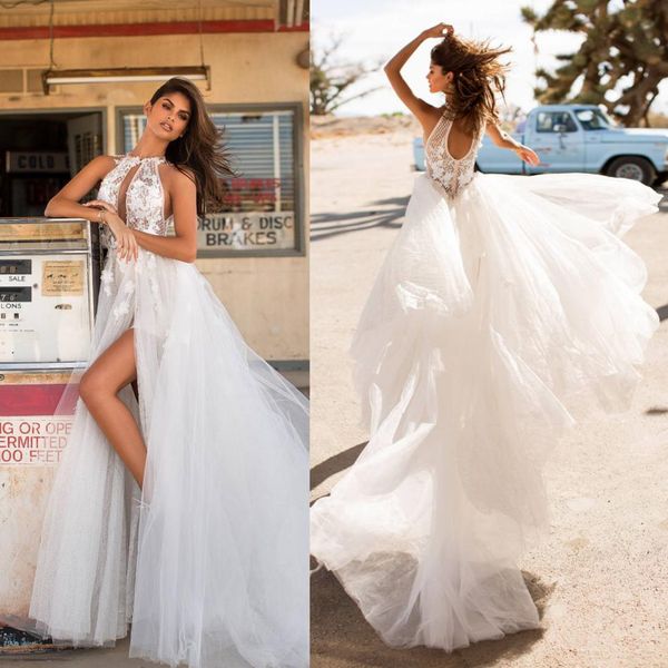 

milla nova 2019 свадебные платья с вырезом на шею со съемным шлейфом и аппликацией короткие свадебные платья страна свадебное платье с полым, White