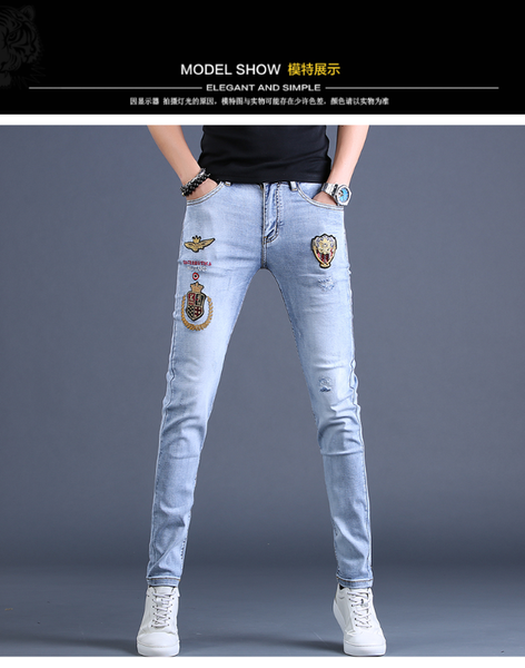 

w05473 fashion men's jeans 2020 runway european design party style men's clothing, Blue