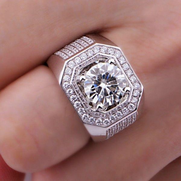 

size8 9 10 11 12 13 wholesale professional brand jewelry 10kt white gold filled z simulated diamond men wedding ring gift, Slivery;golden