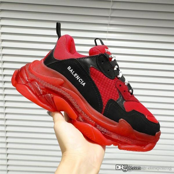 

no.1balenciag triple s clear sole red and black casual sneakers shoes with original box, Blue;gray