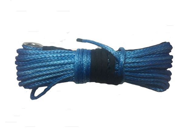 

1/2" x 100' blue uhmwpe synthetic winch rope with splice both ends
