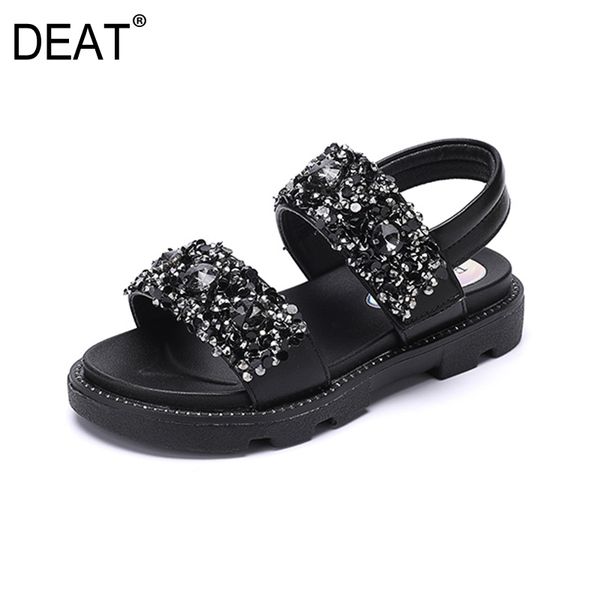 

deat] 2020 new spring summer round toe hook full crystal pu leather platform baby sandals for women shoes fashion tide 10i183, Black